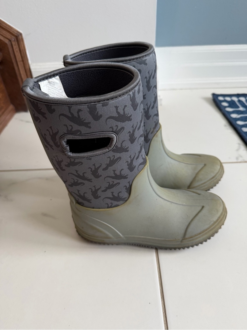 Joe Fresh Grey Dinosaur-Print Kids Rain Boots